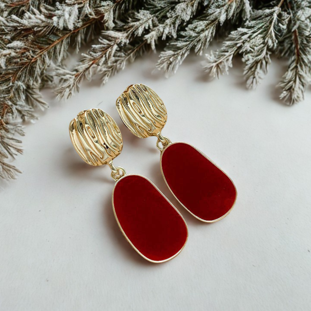Christmas Red & Gold Earrings | Holiday Jewelry Gift