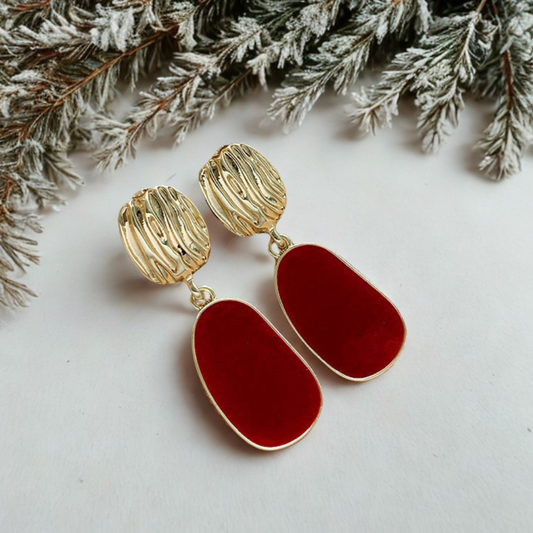 Christmas Red & Gold Earrings | Holiday Jewelry Gift